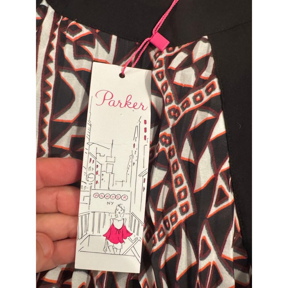 NWT Parker NY Halter Mini Dress Sz Small Black White Geometric Print Sleeveless - Picture 6 of 11